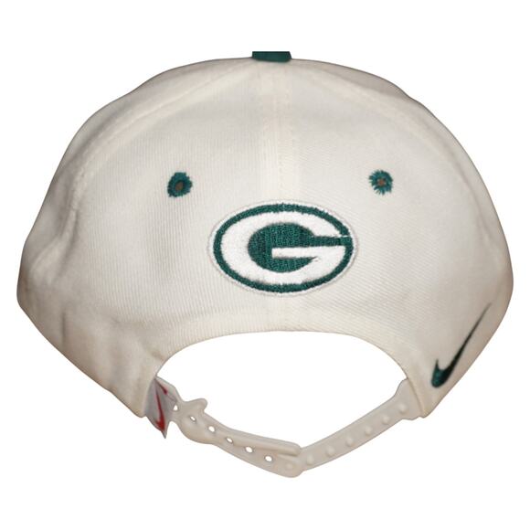 RARE Vtg 90s Nike Green Bay Packers Snapback Hat White Green Big Swoosh Logo - Picture 3 of 5